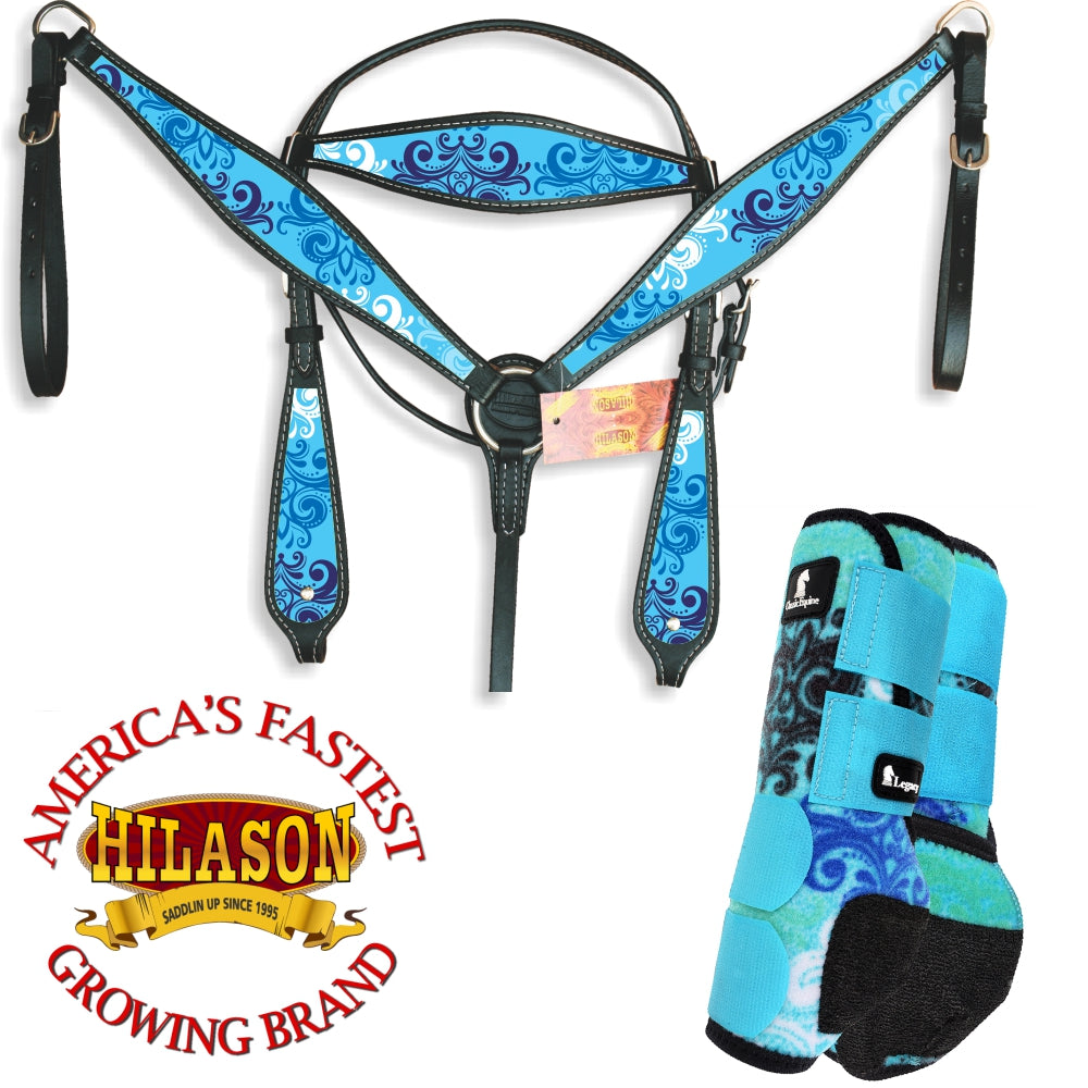 M- Hilason Horse Headstall Breast Collar Classic Equine Sport Boots Front