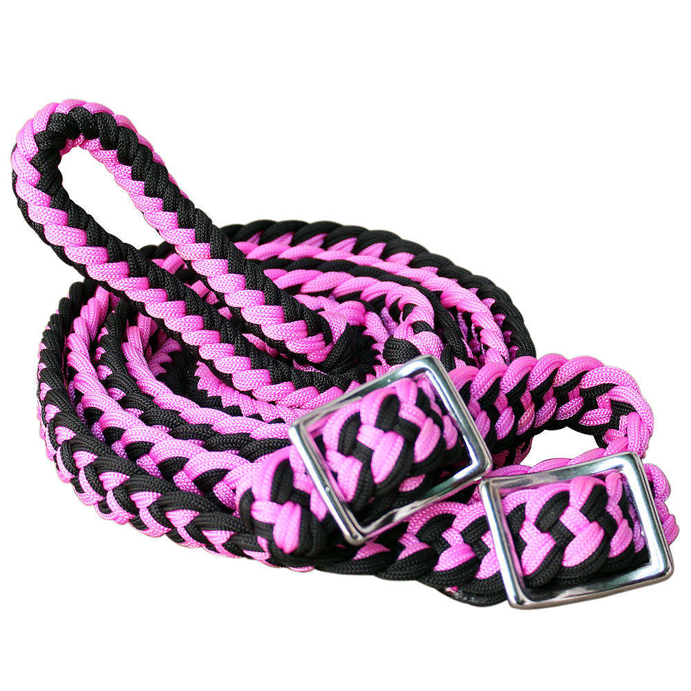 Hilason Braided Poly Barrel Horse Racing Reins Flat Grip Knots 1" X 8Ft | Rein Gifts