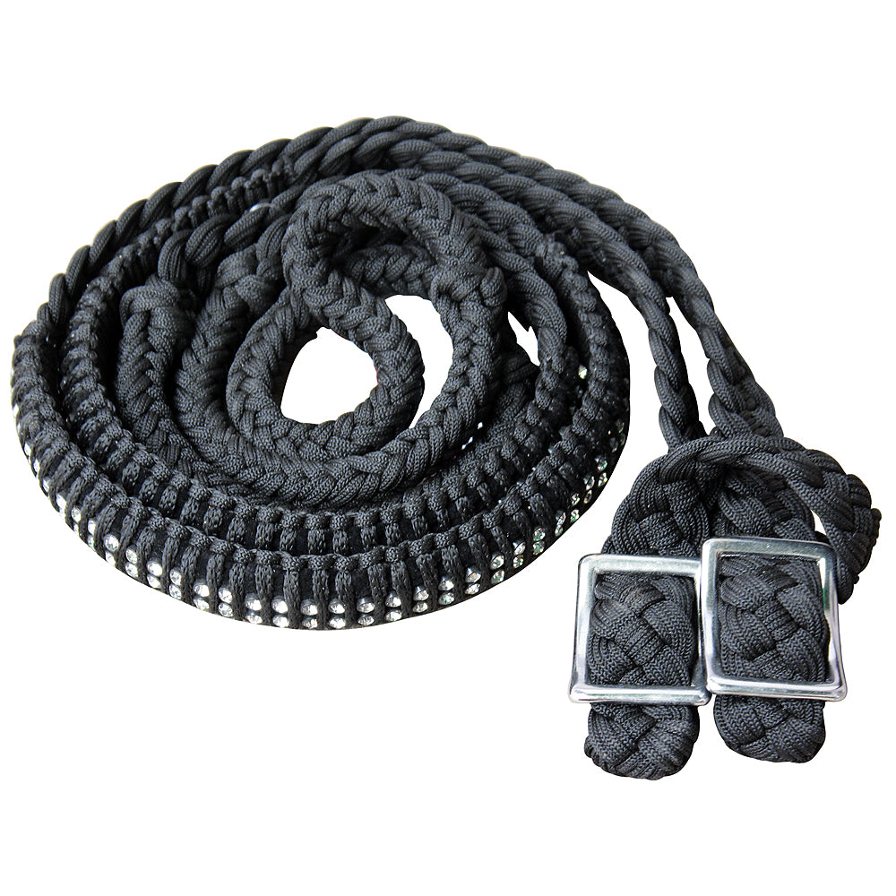 Hilason Braided Poly Barrel Horse Racing Reins Flat Grip Knots 1" X 8Ft | Horse Racing | Barrel Rein Horse | Horse Racing Gifts