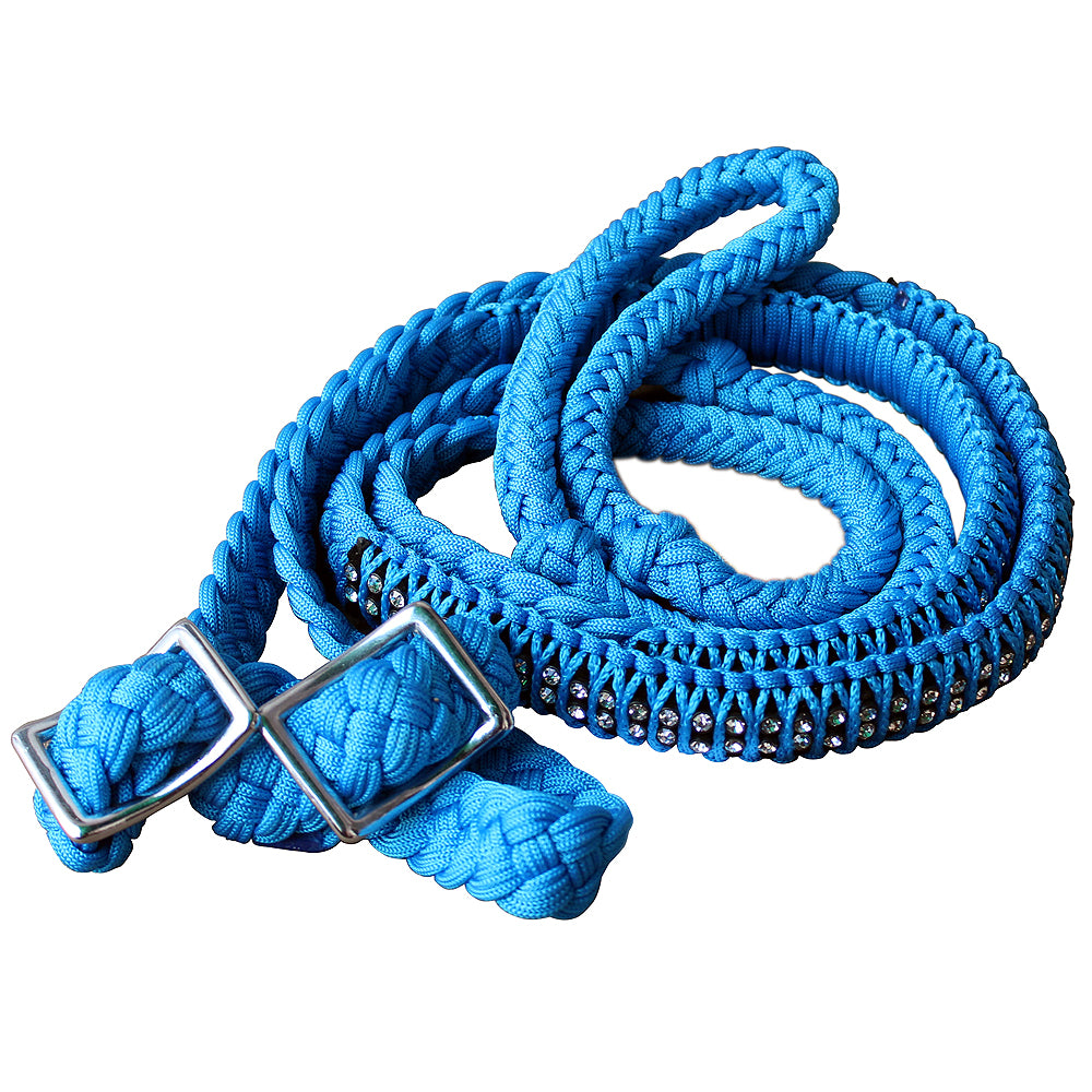 Hilason Braided Poly Barrel Horse Racing Reins Flat Grip Knots 1" X 8Ft | Horse Racing | Barrel Rein Horse | Horse Racing Gifts