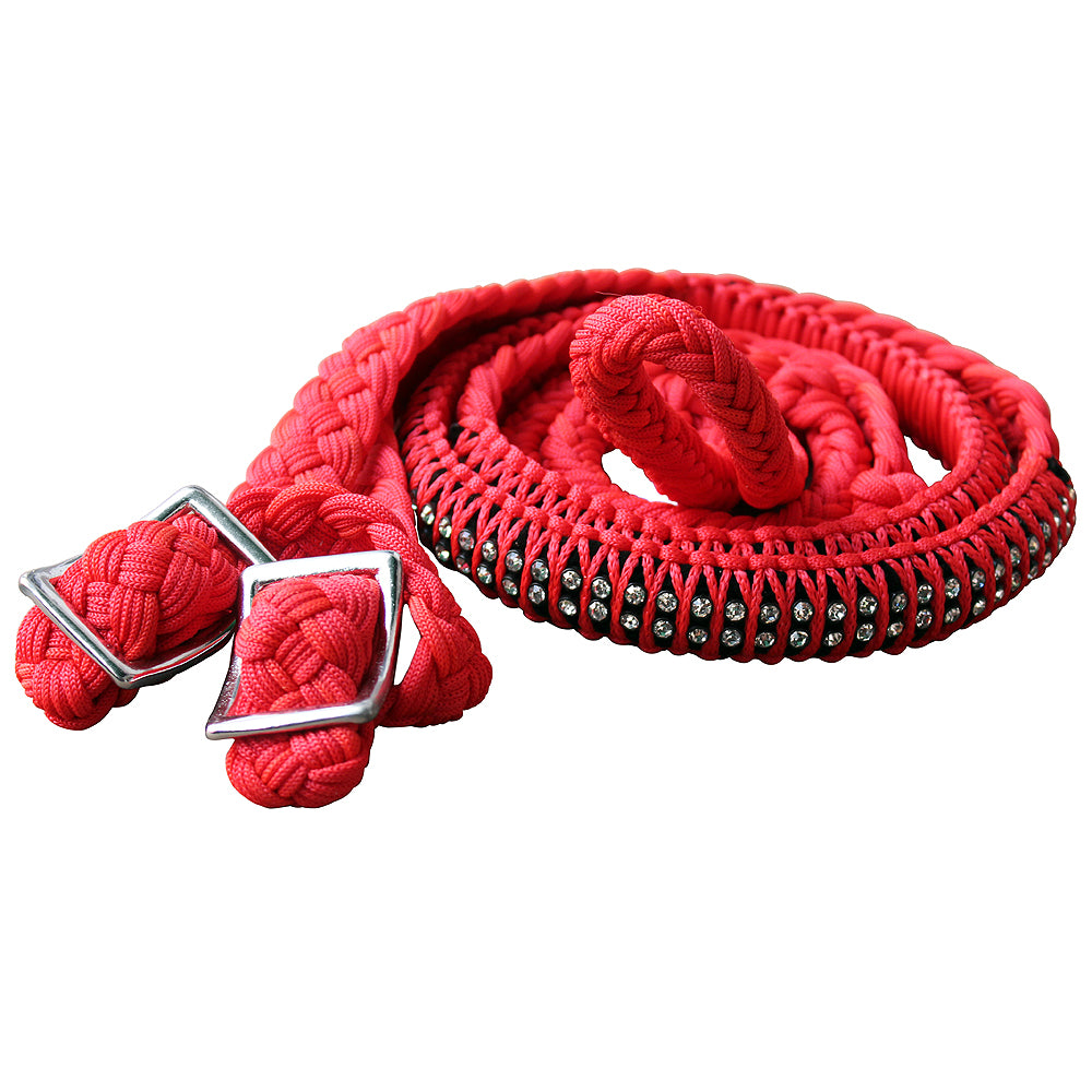 Hilason Braided Poly Barrel Horse Racing Reins Flat Grip Knots 1" X 8Ft | Horse Racing | Barrel Rein Horse | Horse Racing Gifts