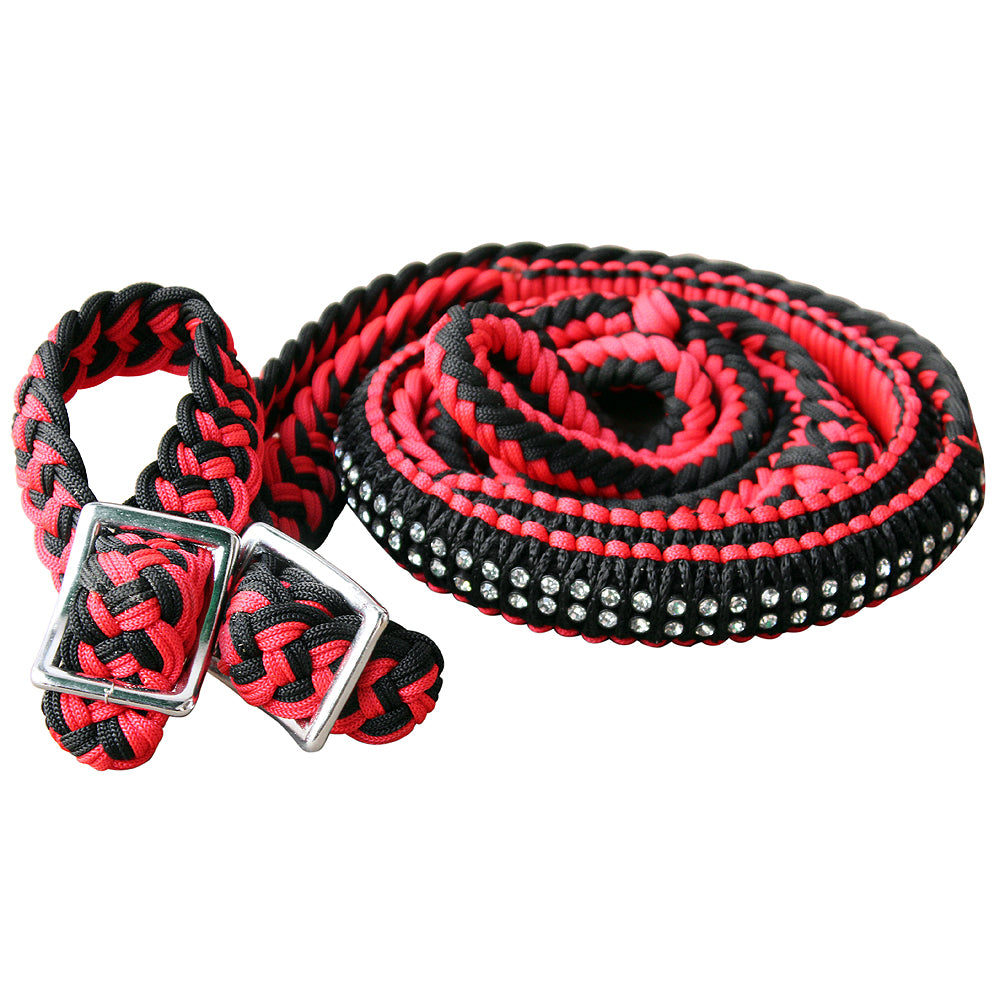 Hilason Braided Poly Barrel Horse Racing Reins Flat Grip Knots 1" X 8Ft | Horse Racing | Barrel Rein Horse | Horse Racing Gifts