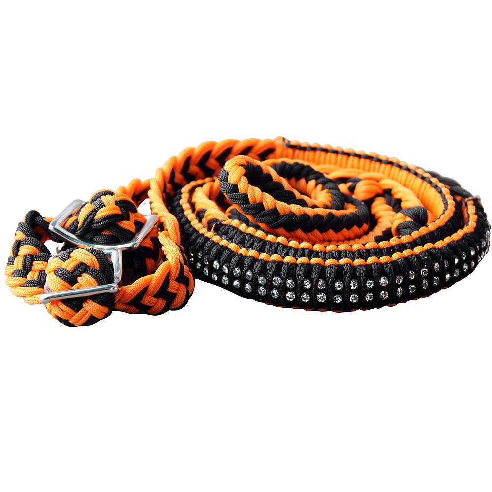 Hilason Braided Poly Barrel Horse Racing Reins Flat Grip Knots 1" X 8Ft | Horse Racing | Barrel Rein Horse | Horse Racing Gifts