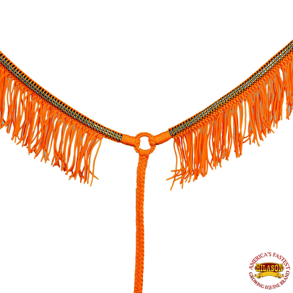 Hilason Horse Flat Braided Paracord Crystal Fringes Breast Collar