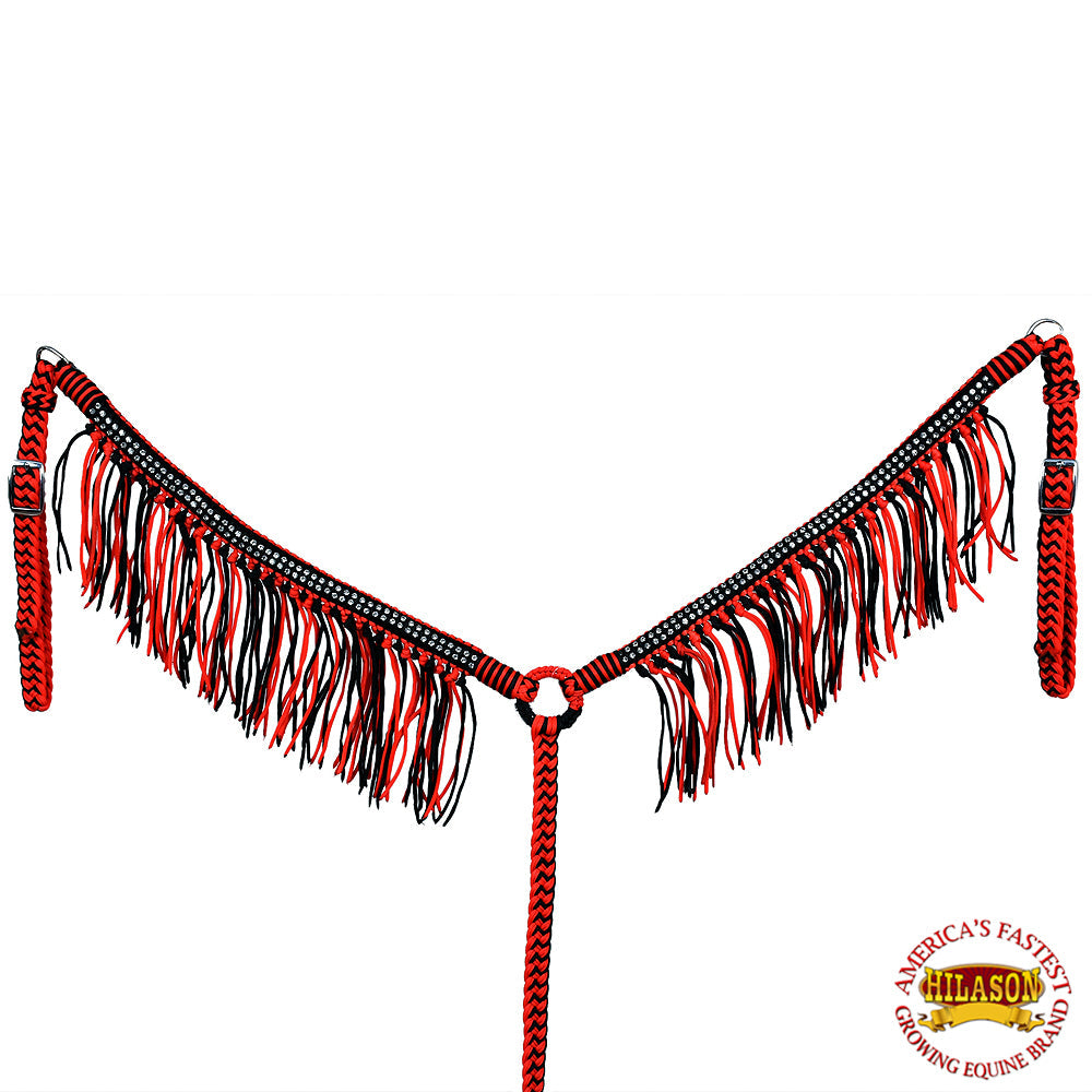Hilason Horse Flat Braided Paracord Crystal Fringes Breast Collar