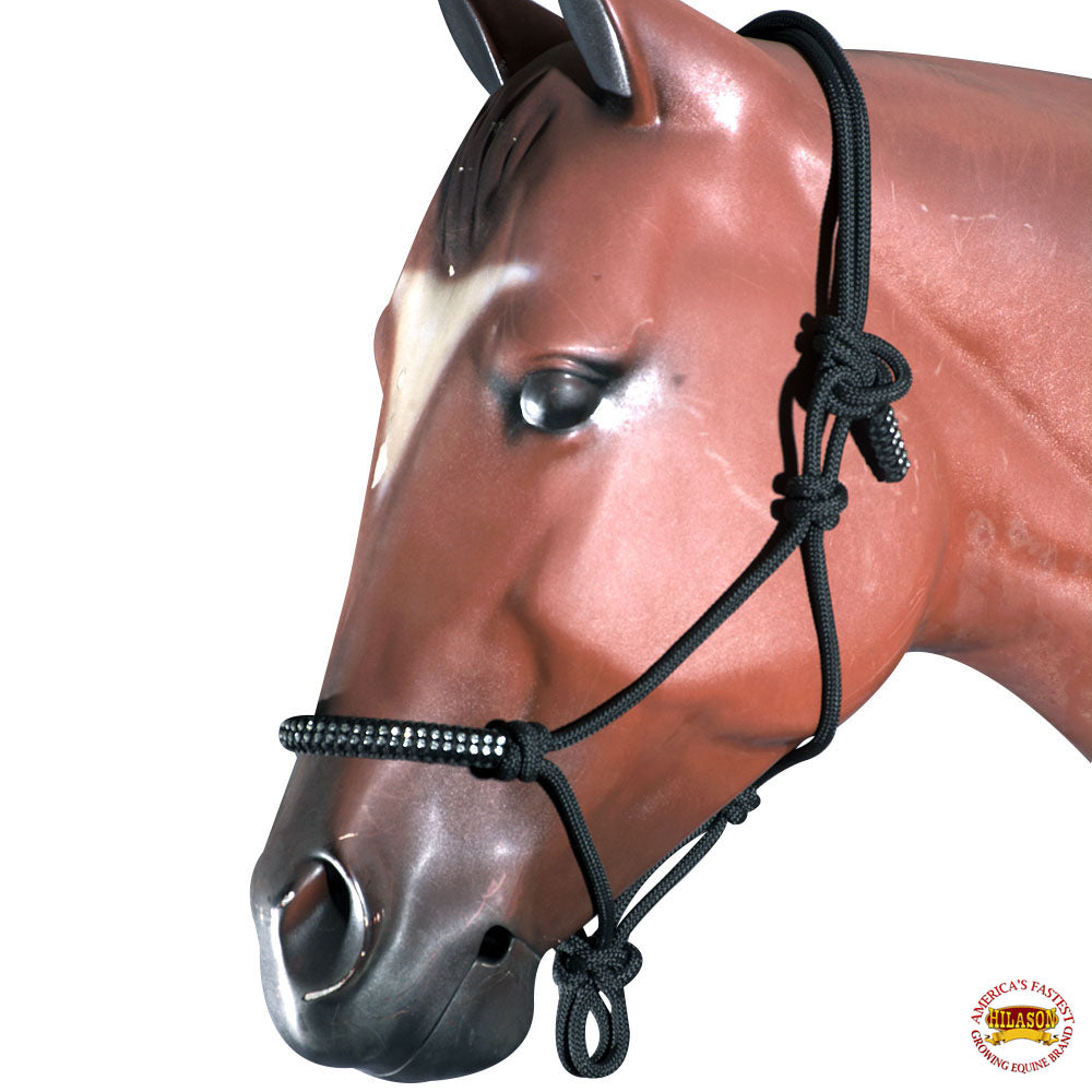 Hilason Western Horse Braided Poly Rope Crystal Accents Tack Halter