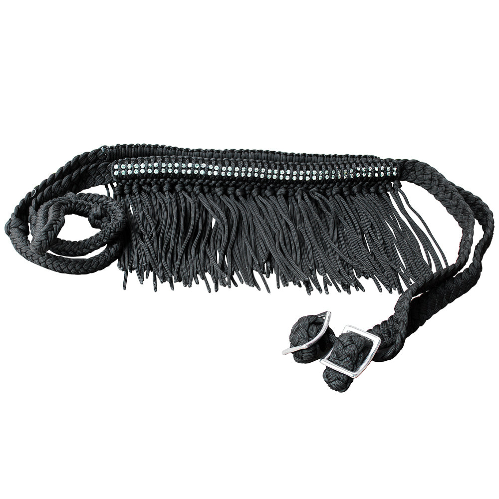 1" X 8Ft Hilason Braided Barrel Horse Racing Reins Knots Fringe Crystal