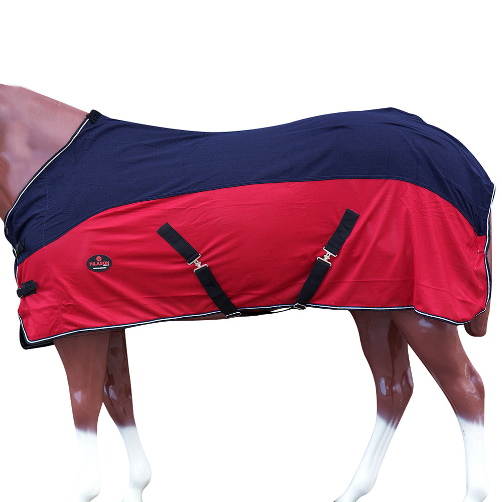 Hilason Western Horse Light Weight Comfort Durable Poly Fly Sheet Navy Blue & Red