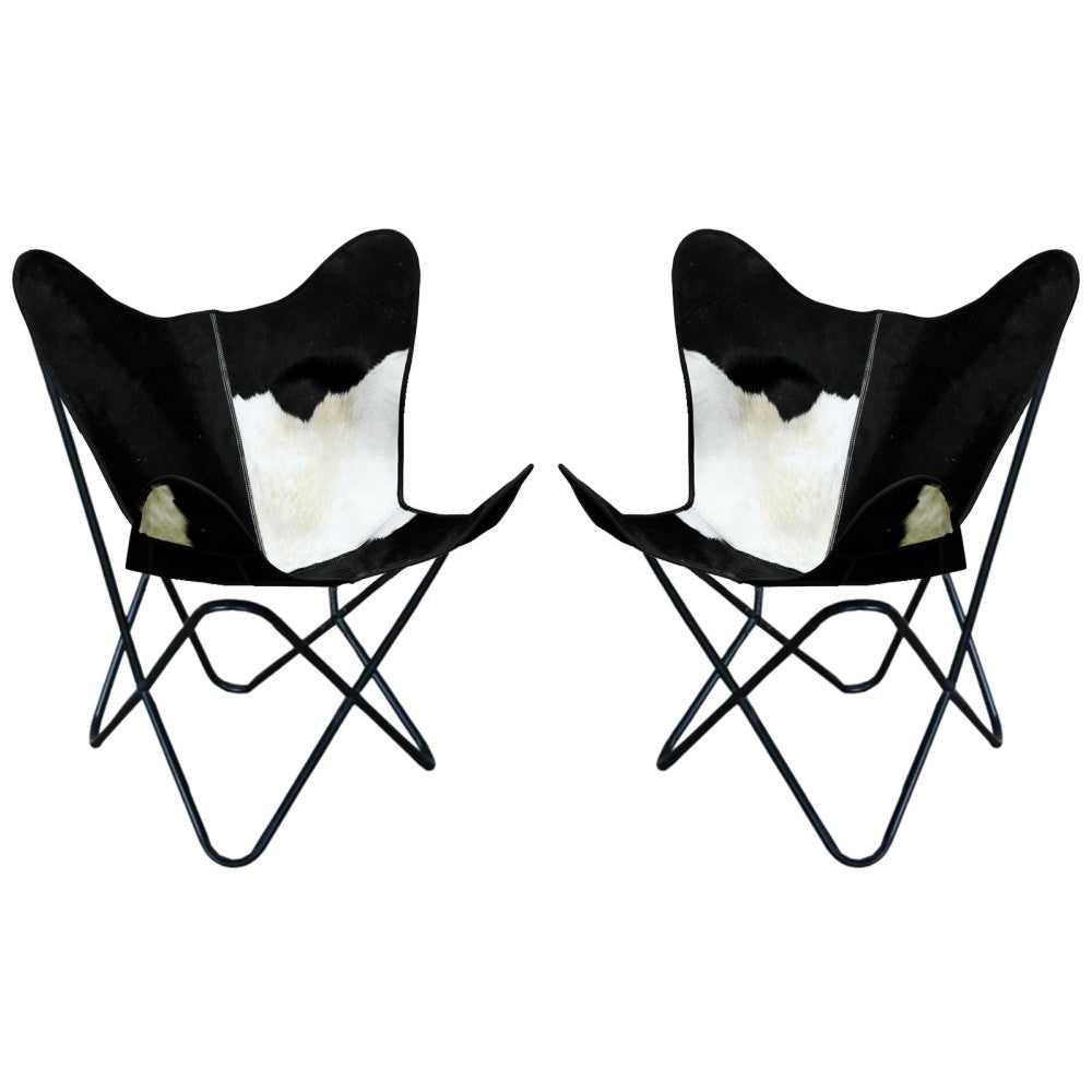 Genuine Leather Butterfly Chair Folding Lounge Modern Sling Accent Seat