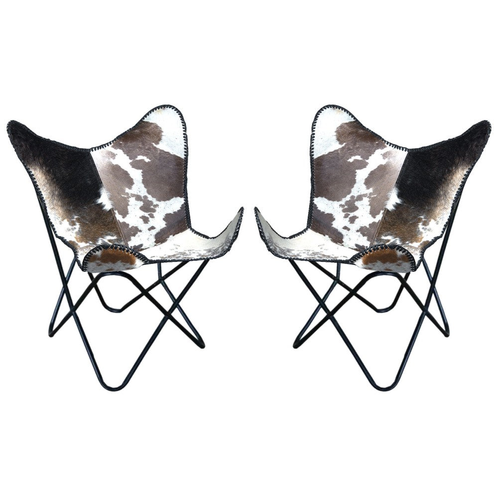 Genuine Leather Butterfly Chair Folding Lounge Modern Sling Accent Seat