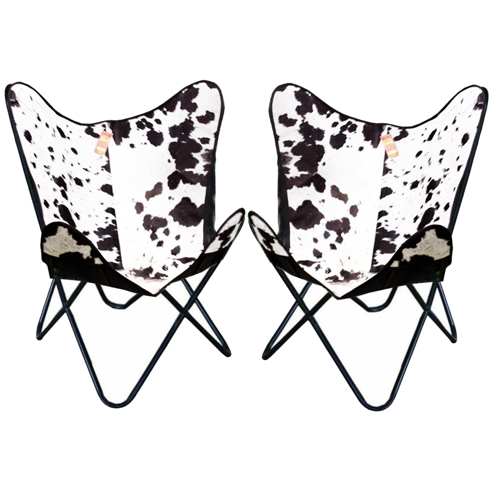 HILASON Genuine Leather Butterfly Chair Folding Lounge Modern Sling Accent Seat |Genuine