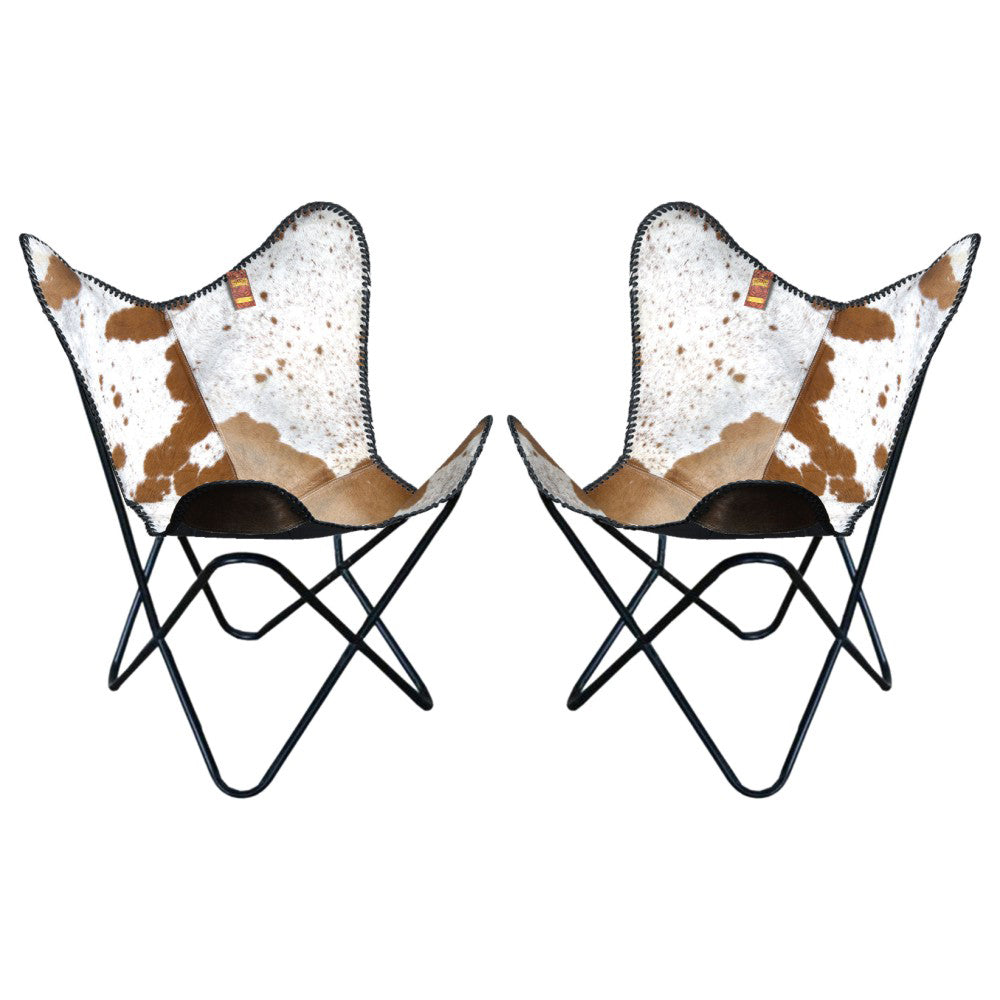 Genuine Leather Butterfly Chair Folding Lounge Modern Sling Accent Seat