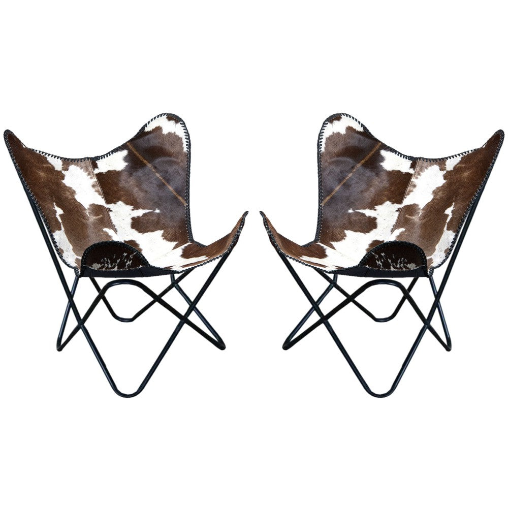 Genuine Leather Butterfly Chair Folding Lounge Modern Sling Accent Seat