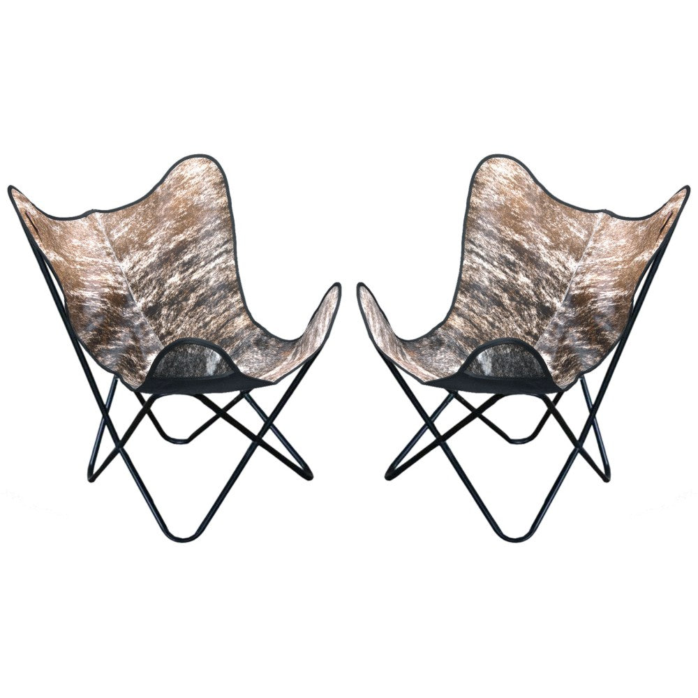 Genuine Leather Butterfly Chair Folding Lounge Modern Sling Accent Seat