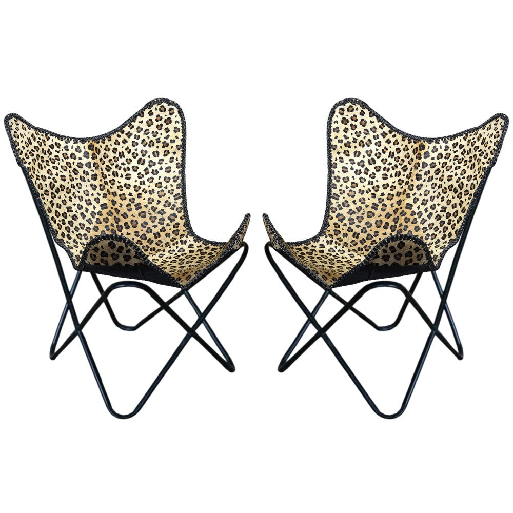 Genuine Leather Butterfly Chair Folding Lounge Modern Sling Accent Seat