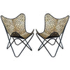 HILASON Genuine Leather Butterfly Chair Folding Lounge Modern Sling Accent Seat