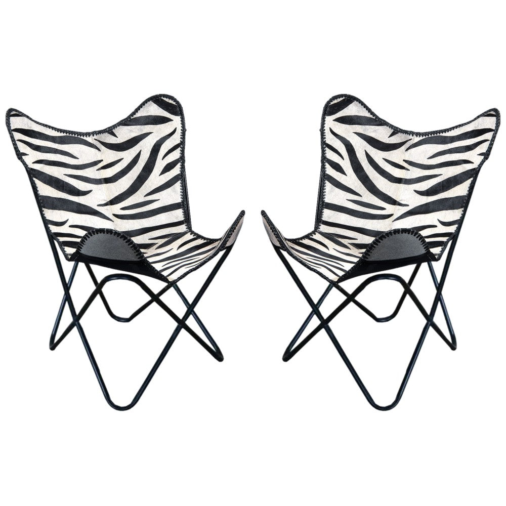 Genuine Leather Butterfly Chair Folding Lounge Modern Sling Accent Seat