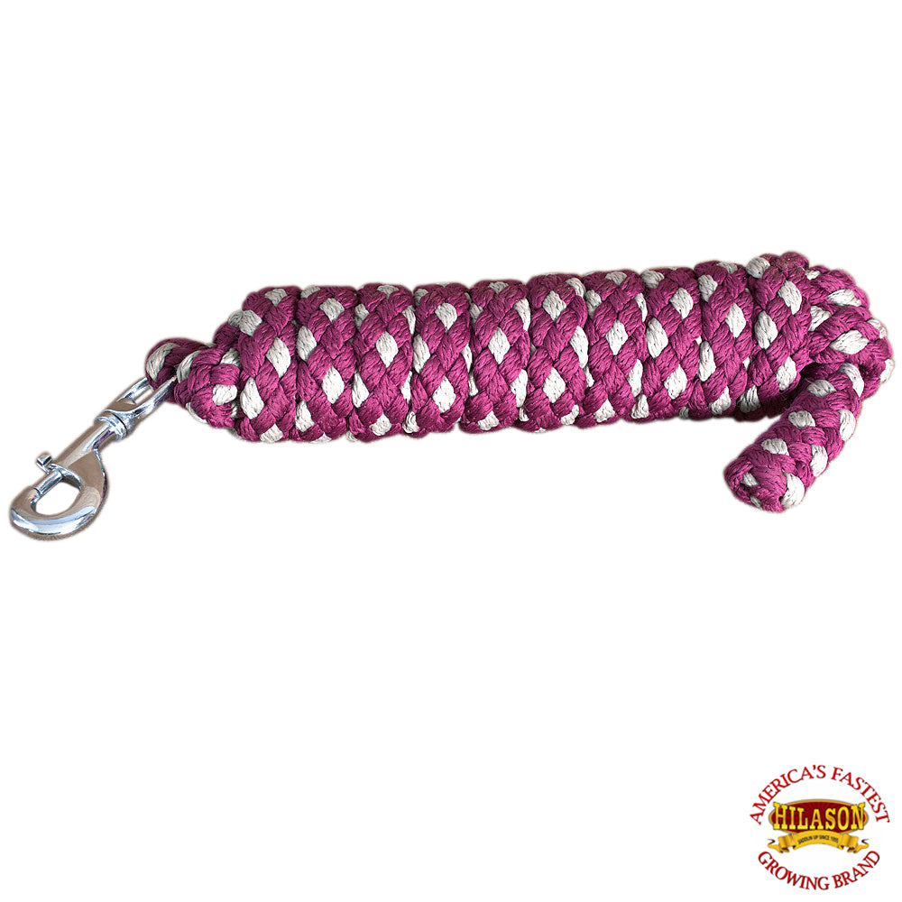Horse Riding Poly Roping Lead Rope Fuchsia 1/4X 8 Ft Snaps Hilason