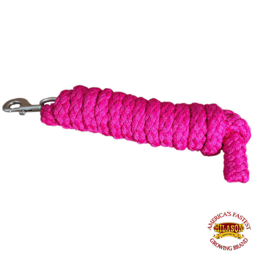 Horse Riding Poly Roping Lead Rope Fuchsia 1/4X 8 Ft Snaps Hilason