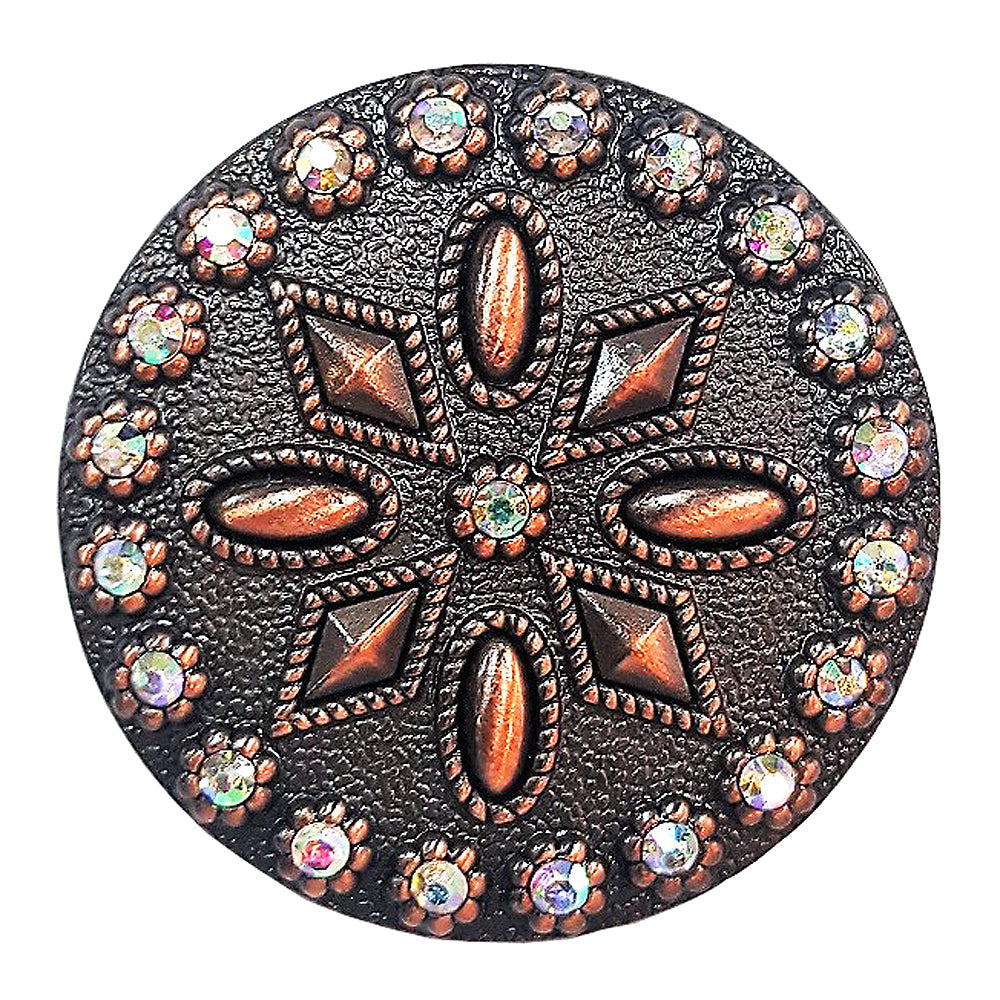 HILASON Antique Brown Shield Shaped Rhinestone Berry Concho 1.5 In