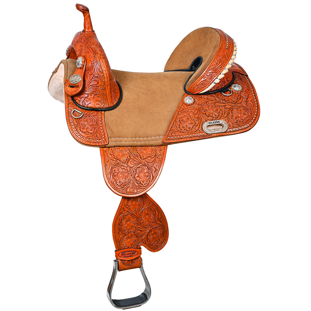 HILASON Western Horse Treeless Trail Barrel Saddle American Leather | for Horses