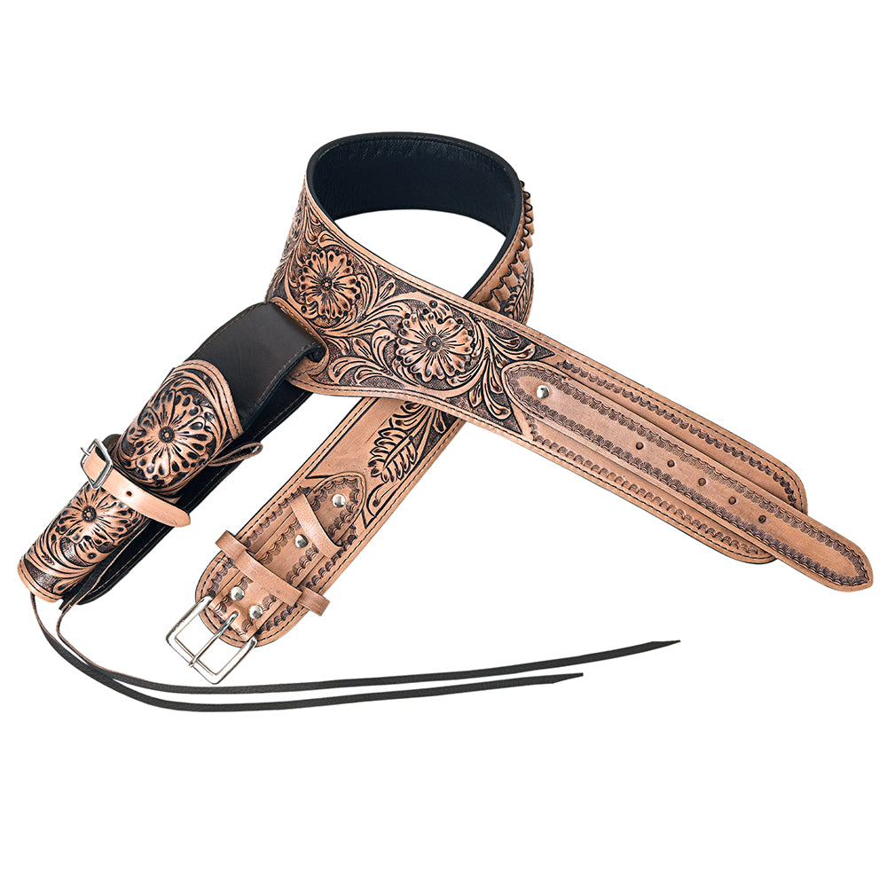 HILASON Western Right Hand Gun Holster Rig 22 Caliber Leather Cowboy | Costume Belt