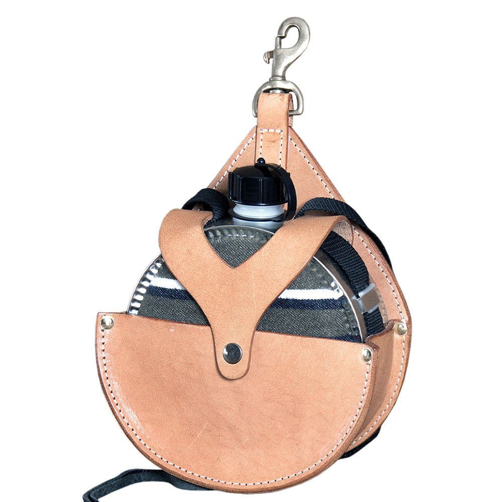 HILASON Leather Western Canteen Carrier Heavy-Duty Saddle Canteen Bag for Trail Riding & Hunting