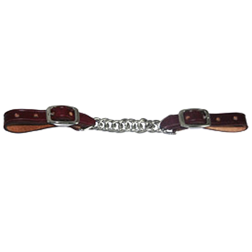 5/8" HILASON Western Latigo Leather Flat Twisted Curb Chain Strap