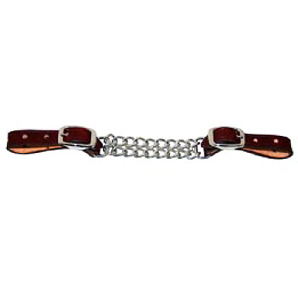 5/8 Inch Hilason Western Tack Horse Latigo Leather Double Row Curb Mouth Chain