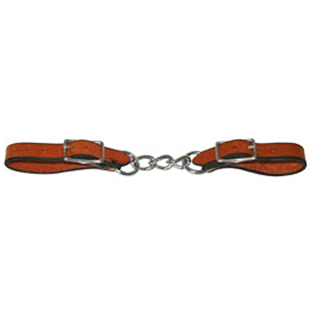 5/8" Hilason Western Horse Leather Curb Strap W/ Nickel Platedmouth Chain