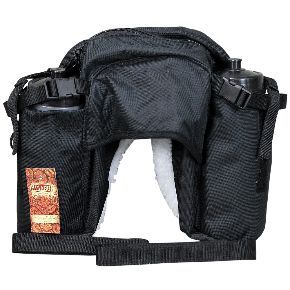 Hilason Western Saddle Bags W/ Bottle 600D Cordura Outer Black