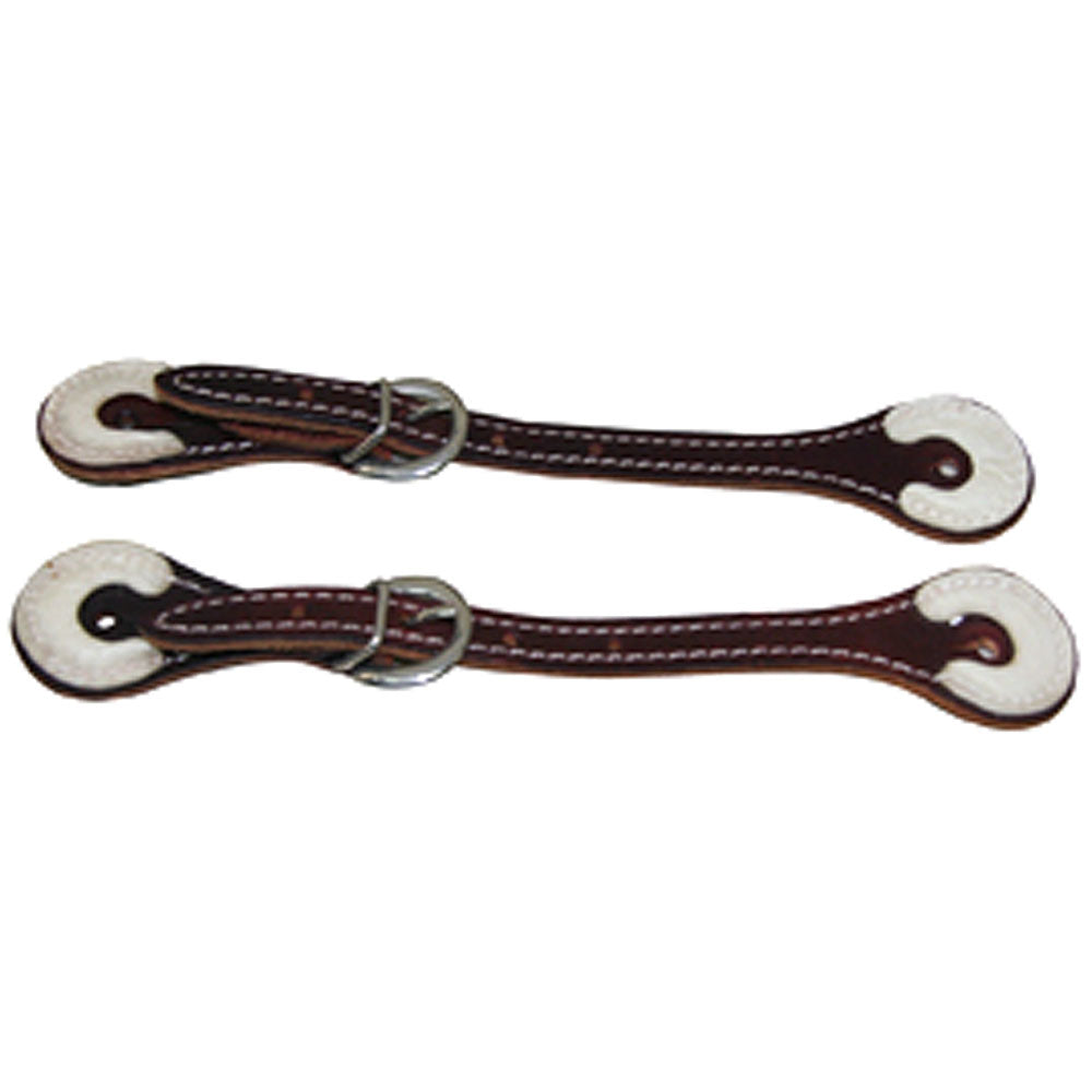 Hilason Burgundy Leather Spur Straps 1 Ply Stitched Skirt Rawhide Trim