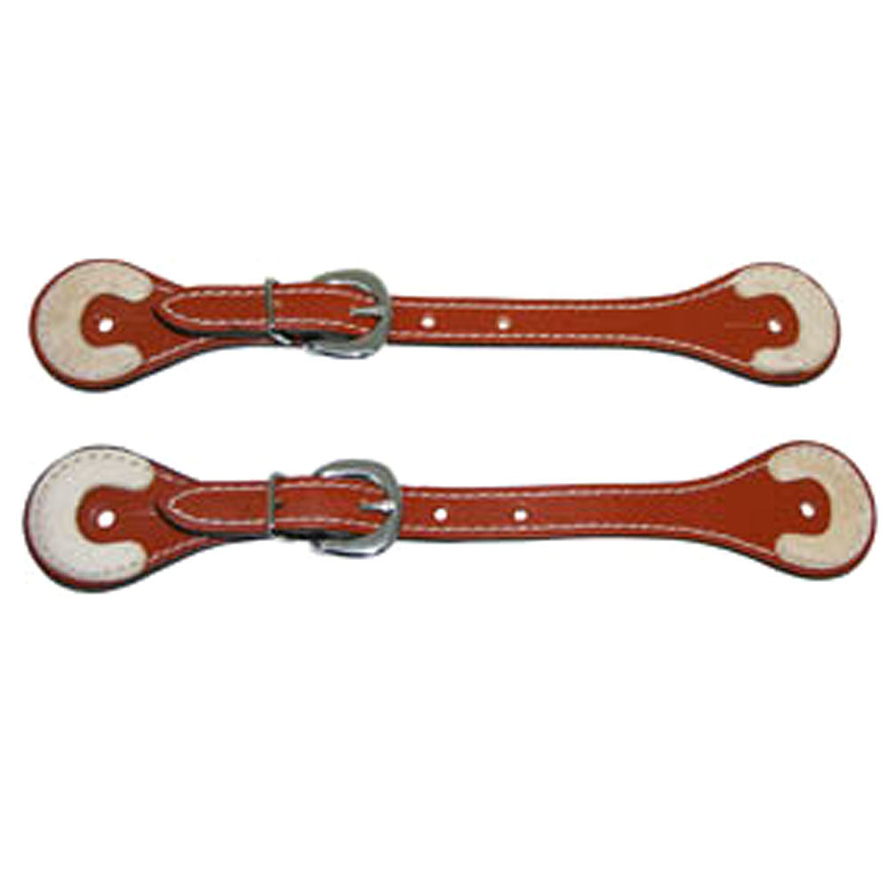 Hilason Russet Leather Spur Straps 1 Ply Stitched Skirting Rawhide Trim