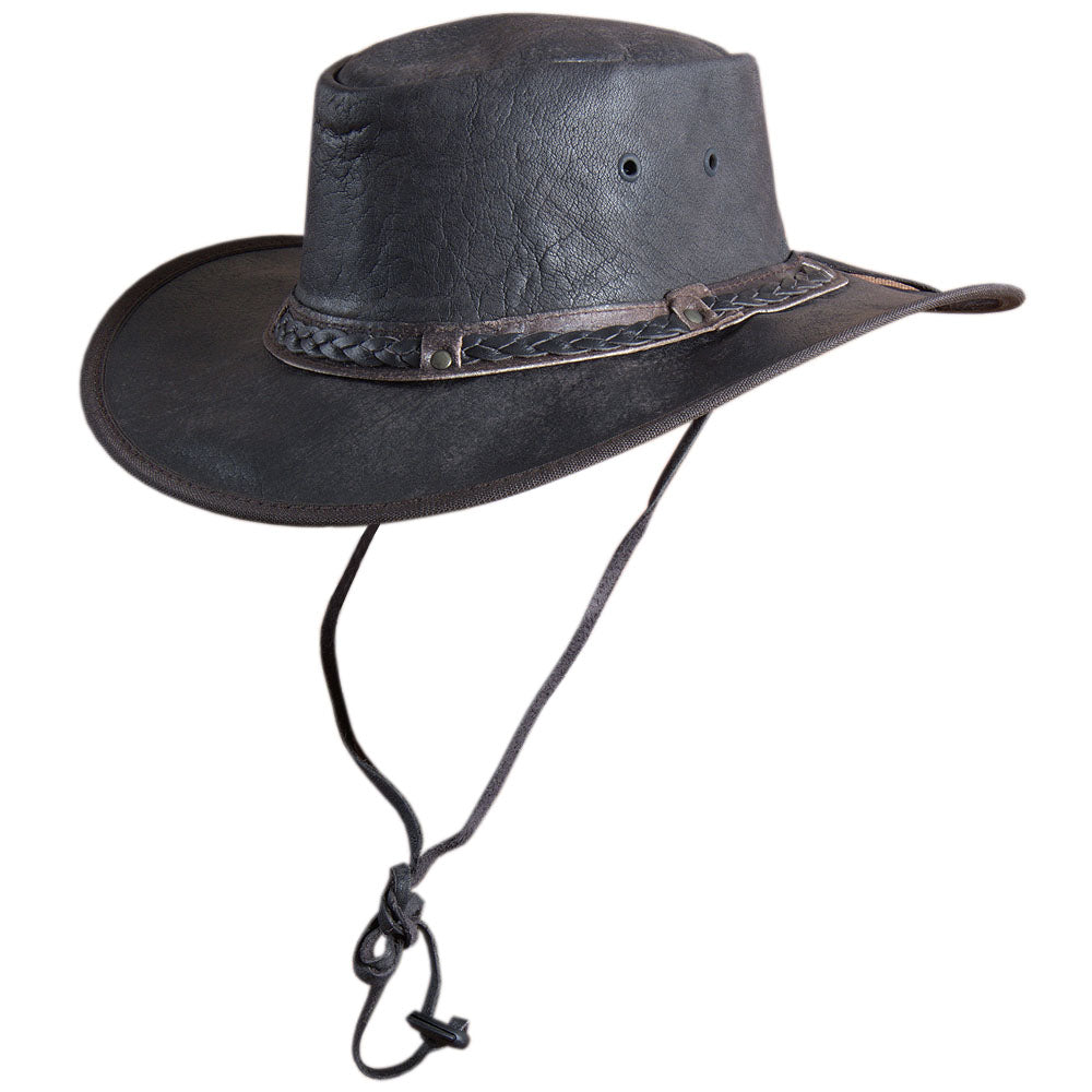HILASON L M S X Hand Made Genuine Cubic Leather Crushable Hat 3 In Brim | Cowboy Cow Girl Hats Sun for Women & Men Fedora