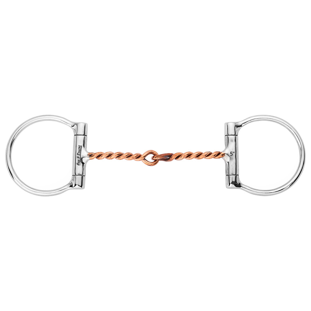 BAR H EQUINE D Ring Twisted Copper Wire Jointed Snaffle Bit