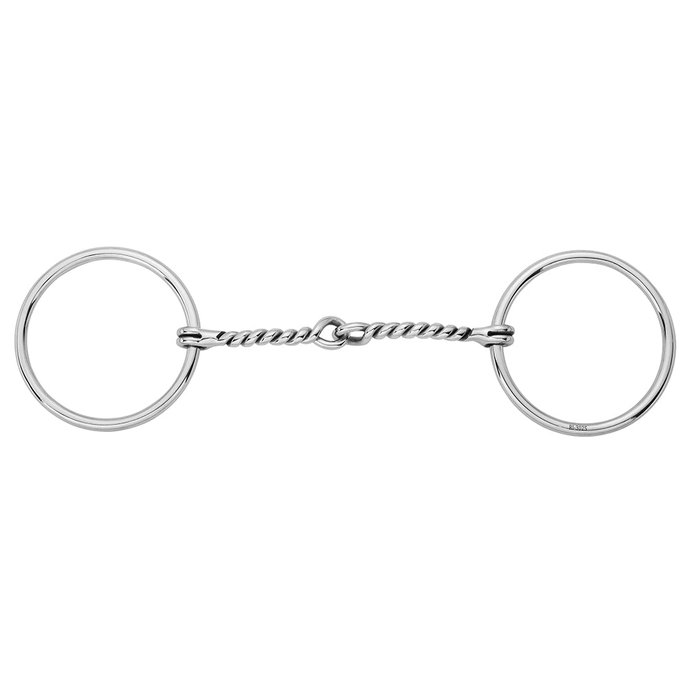 BAR H EQUINE Loose Ring Single Jointed Twisted Wire Snaffle Bit