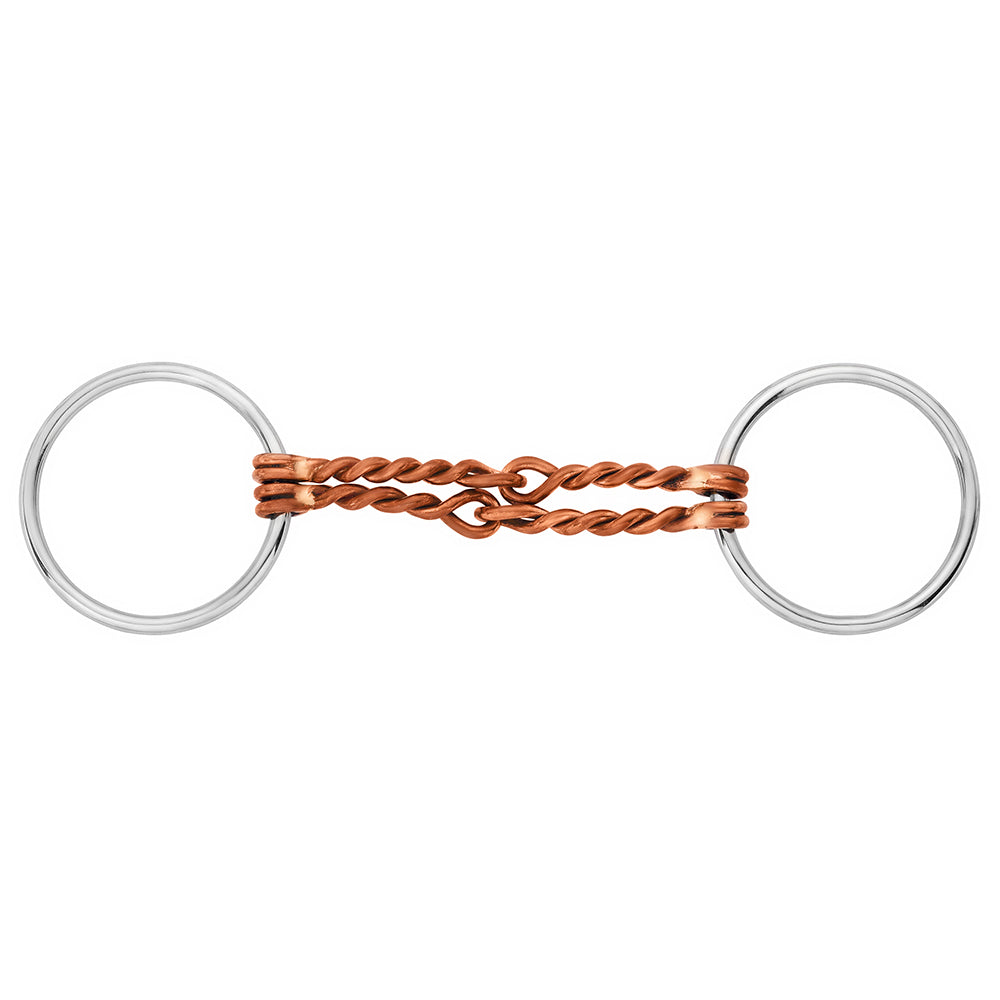 5" Hilason Western Loose Ring Horse Bit W/ Double Twisted Copper Wire Mouth