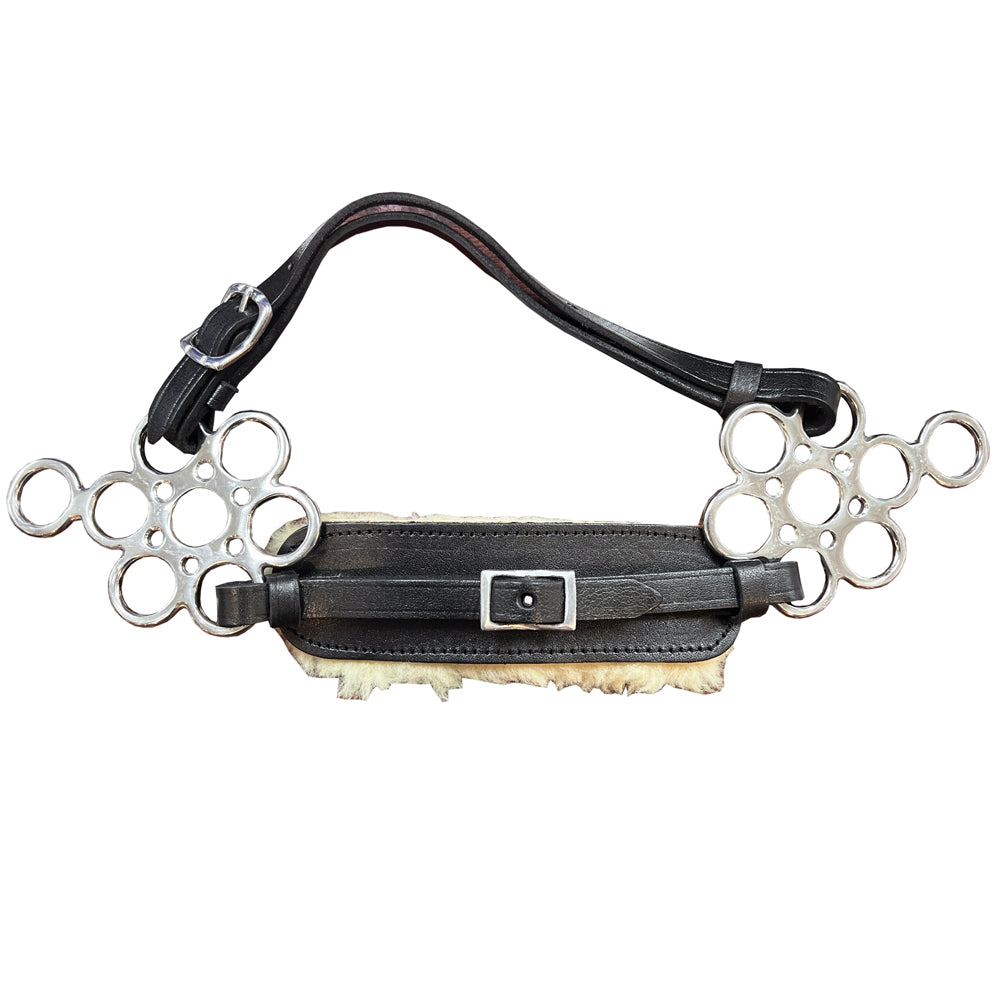 Hilason Engraved Stainless Steel Horse Hackamore Bit W/ Black Leather