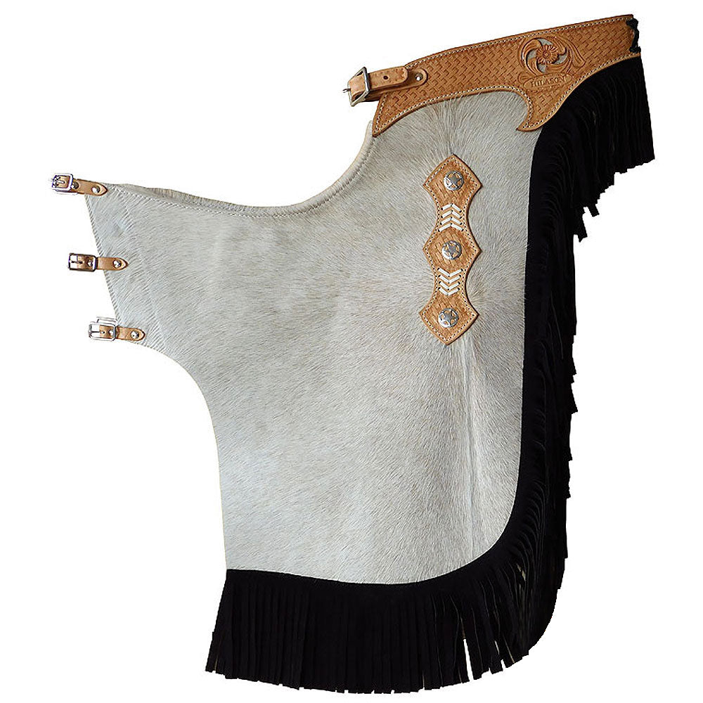 HILASON Bull Riding Chinks Adult Pro Rodeo Bronc Leather Black | Handmade Chaps Western for Adults Hand Tooled