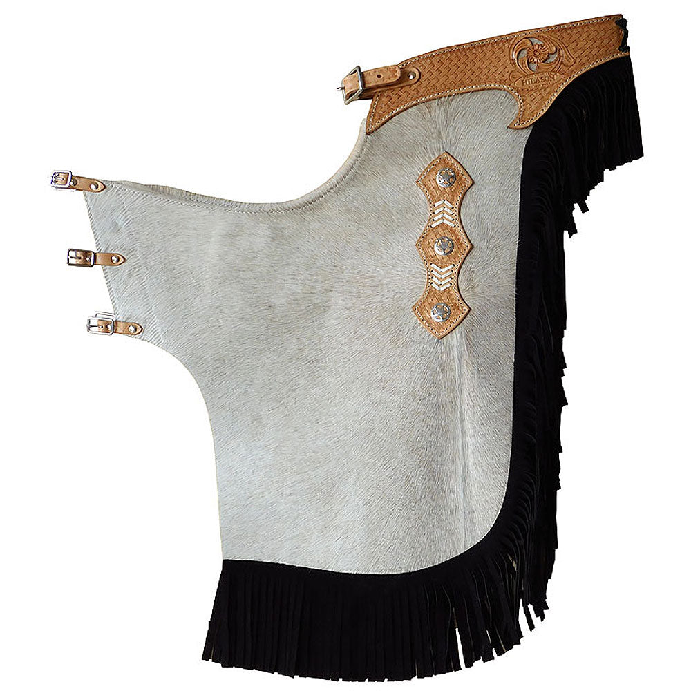 HILASON Bull Riding Chinks Adult Pro Rodeo Bronc Leather Black | Handmade Chaps Western for Adults Hand Tooled