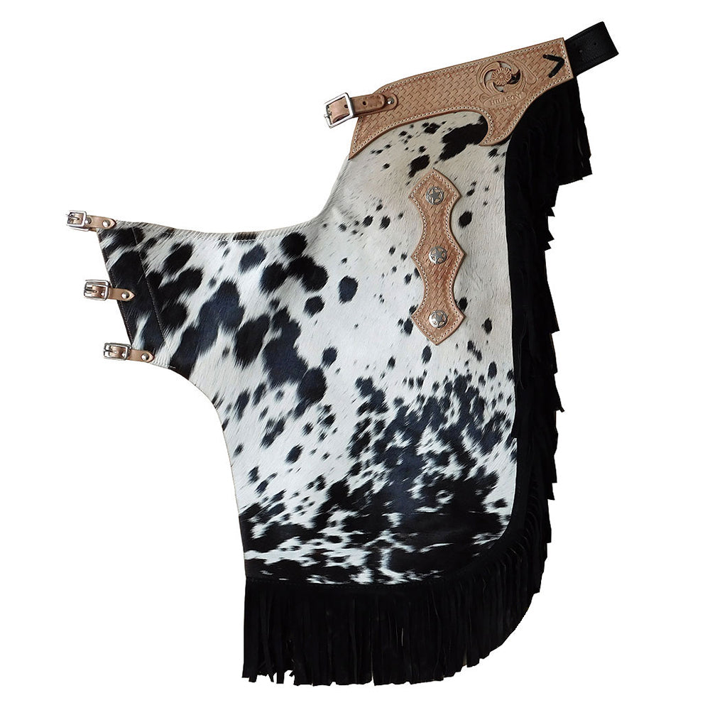 HILASON Western Pro Rodeo Bronc Bull Riding Leather Chinks | Handmade Chaps for Adults Hand Tooled Adult