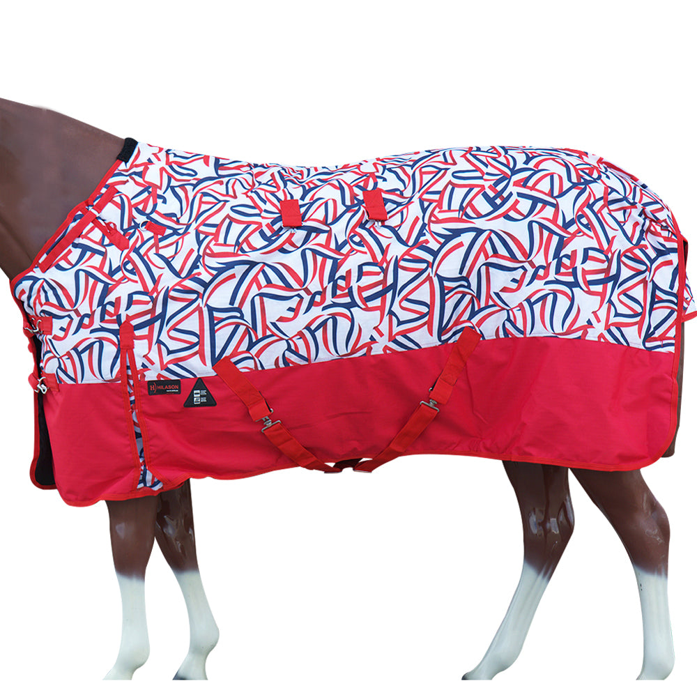 HILASON 84 in 1200D Winter Waterproof Protective Poly Horse Turnout Blanket US Flag Ribbons