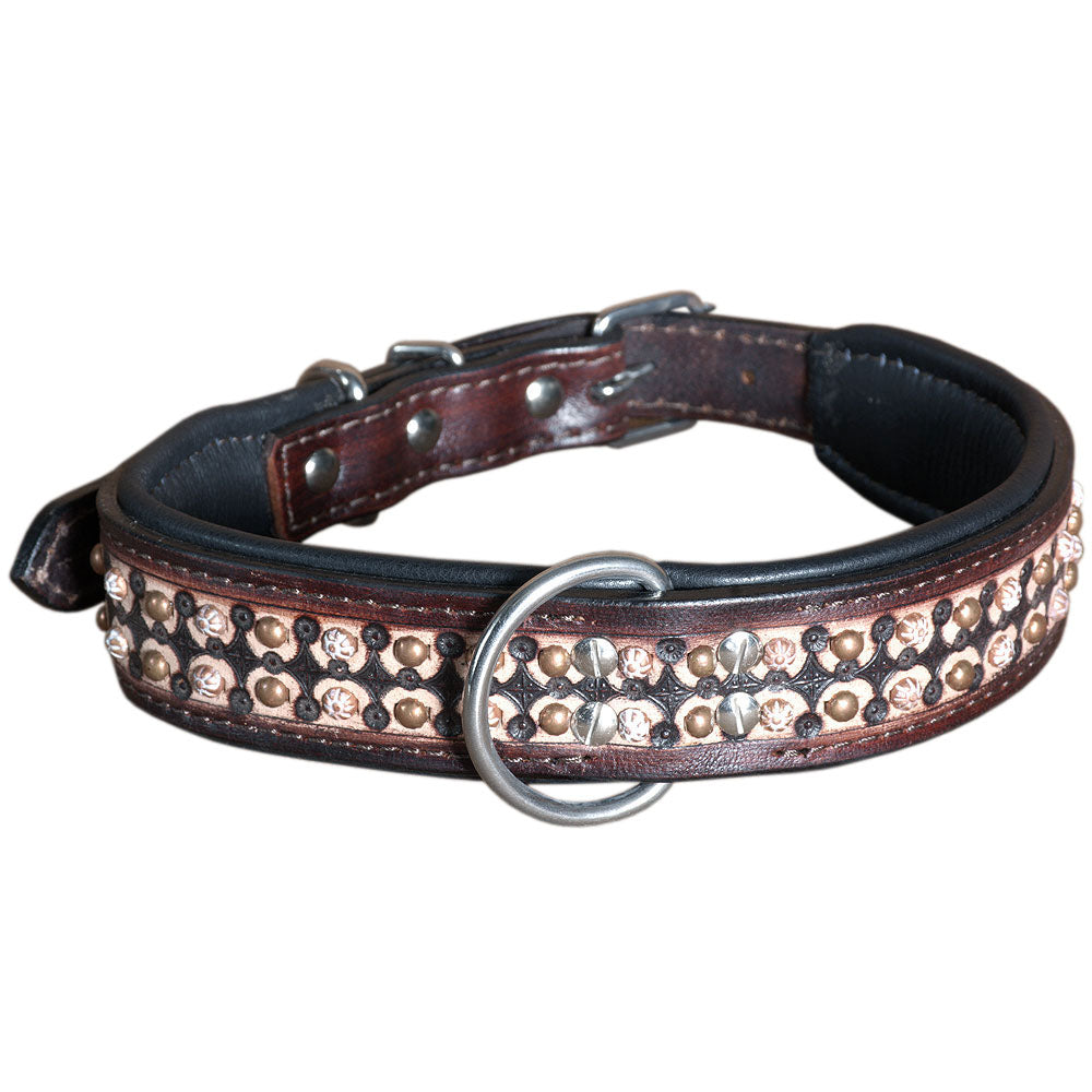 HILASON Heavy Duty Genuine Leather Dog Collar Dark Brown | Leather Dog Collar | Western Dog Collar | Leather Collar for Dogs | Comfortable Dog Collar
