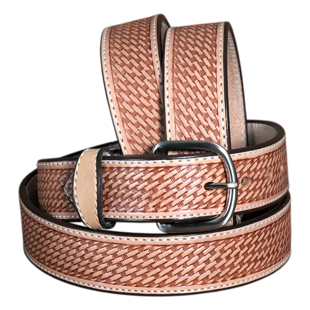 Hilason Basketweave Made In Usa Gun Holster Leather Work Belt Brown