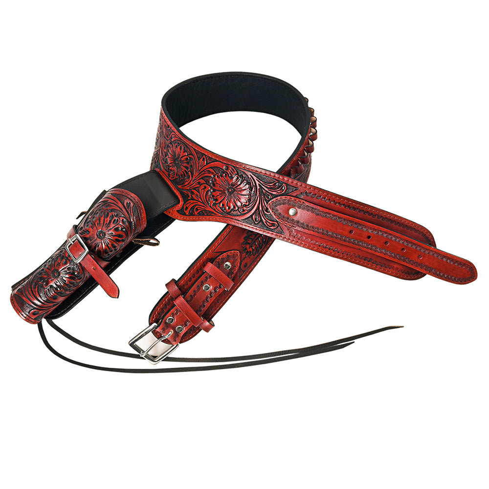 HILASON Western Leather Shoulder Rig Gun Holster 44/45 Caliber | Cowboy Belt