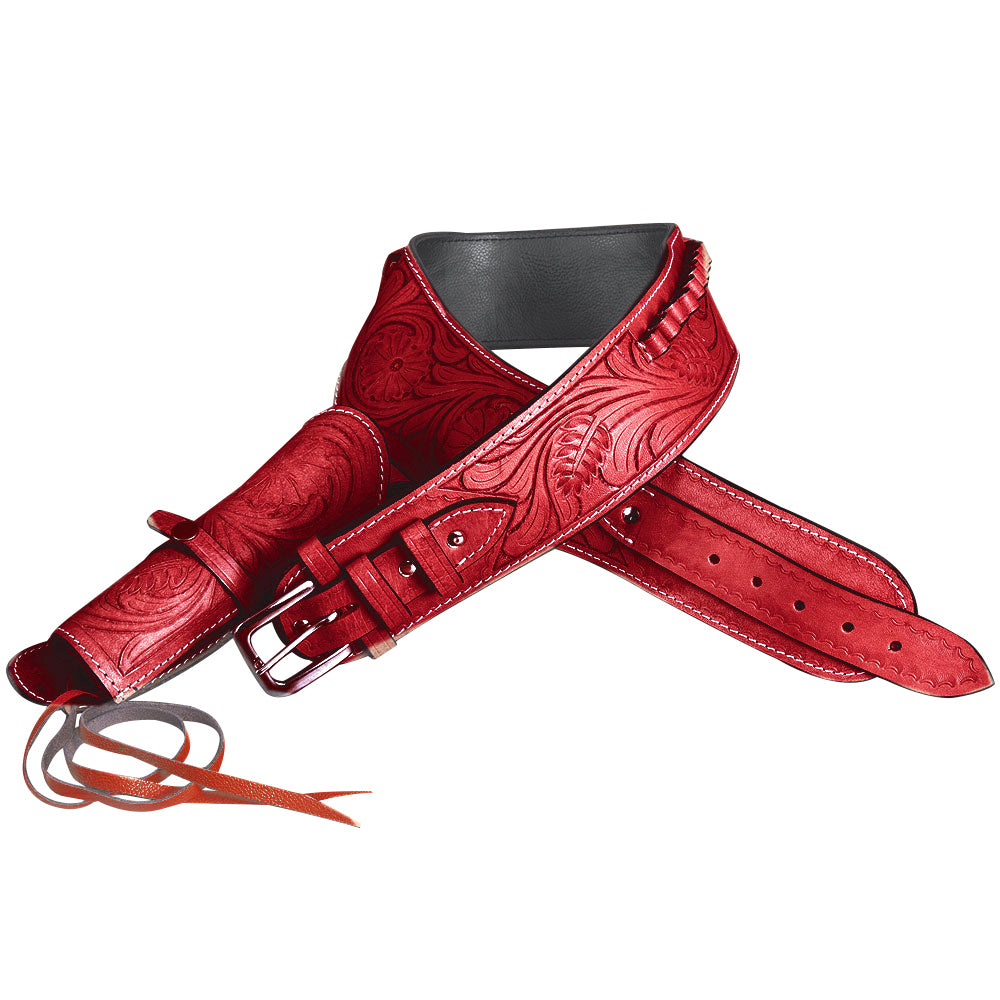 HILASON Western Right Hand Gun Holster Rig 44/45 Caliber Leather Cowboy Mahogany | Costume Belt