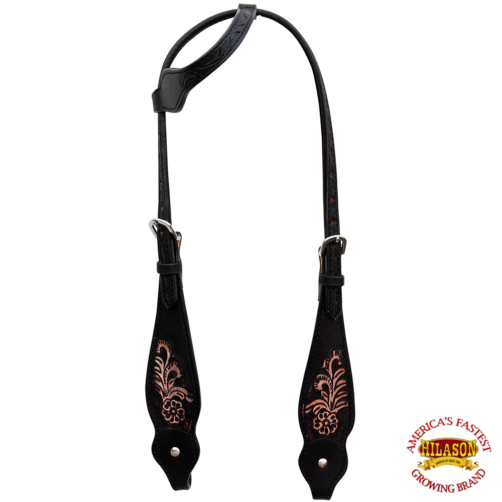 HILASON Western Horse Headstall Bridle American Leather Black Floral | for Horses Headstalls