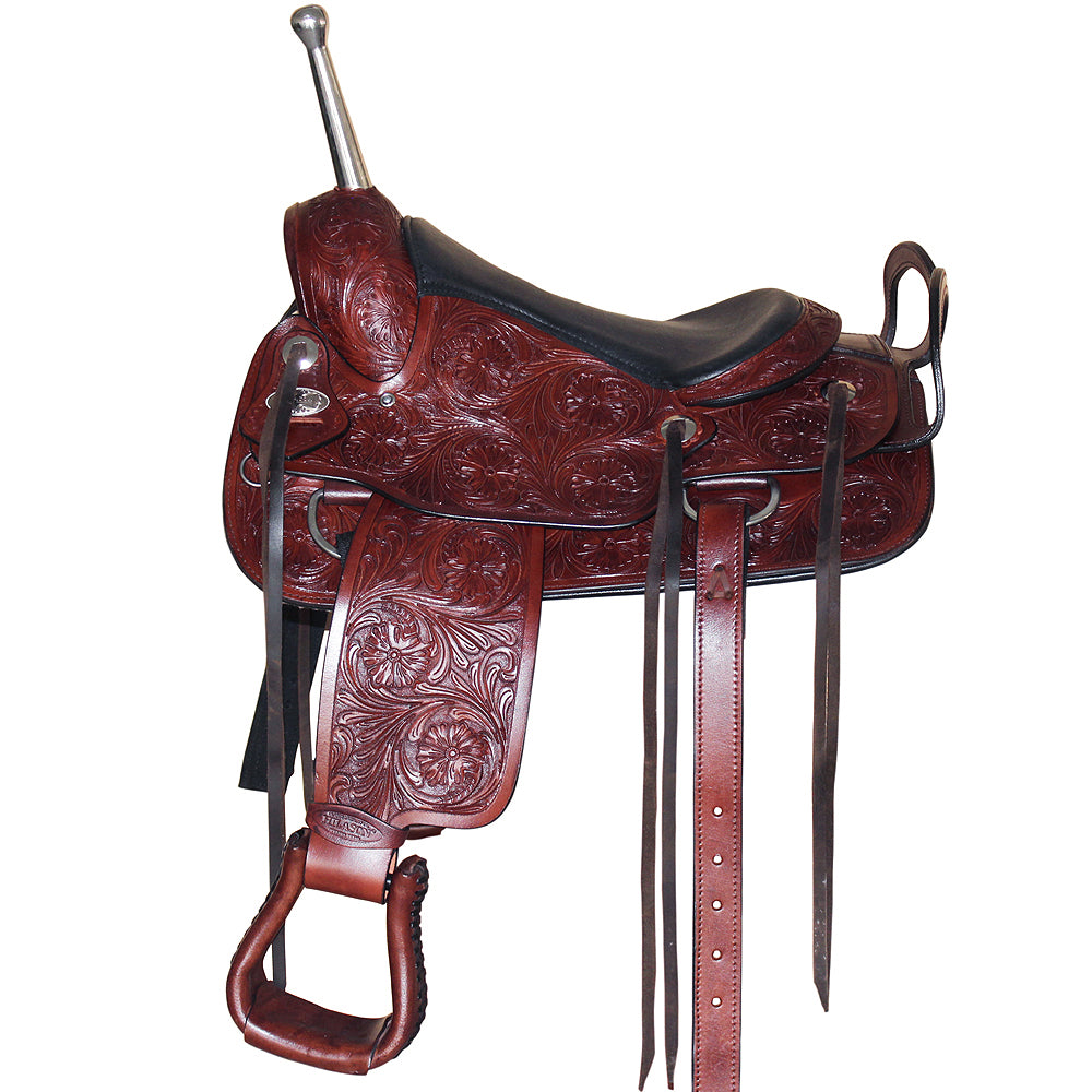 HILASON Custom Designed Rare Western Trick Riding Saddle Mahogany | Horse Racing Leather Saddles for Horses