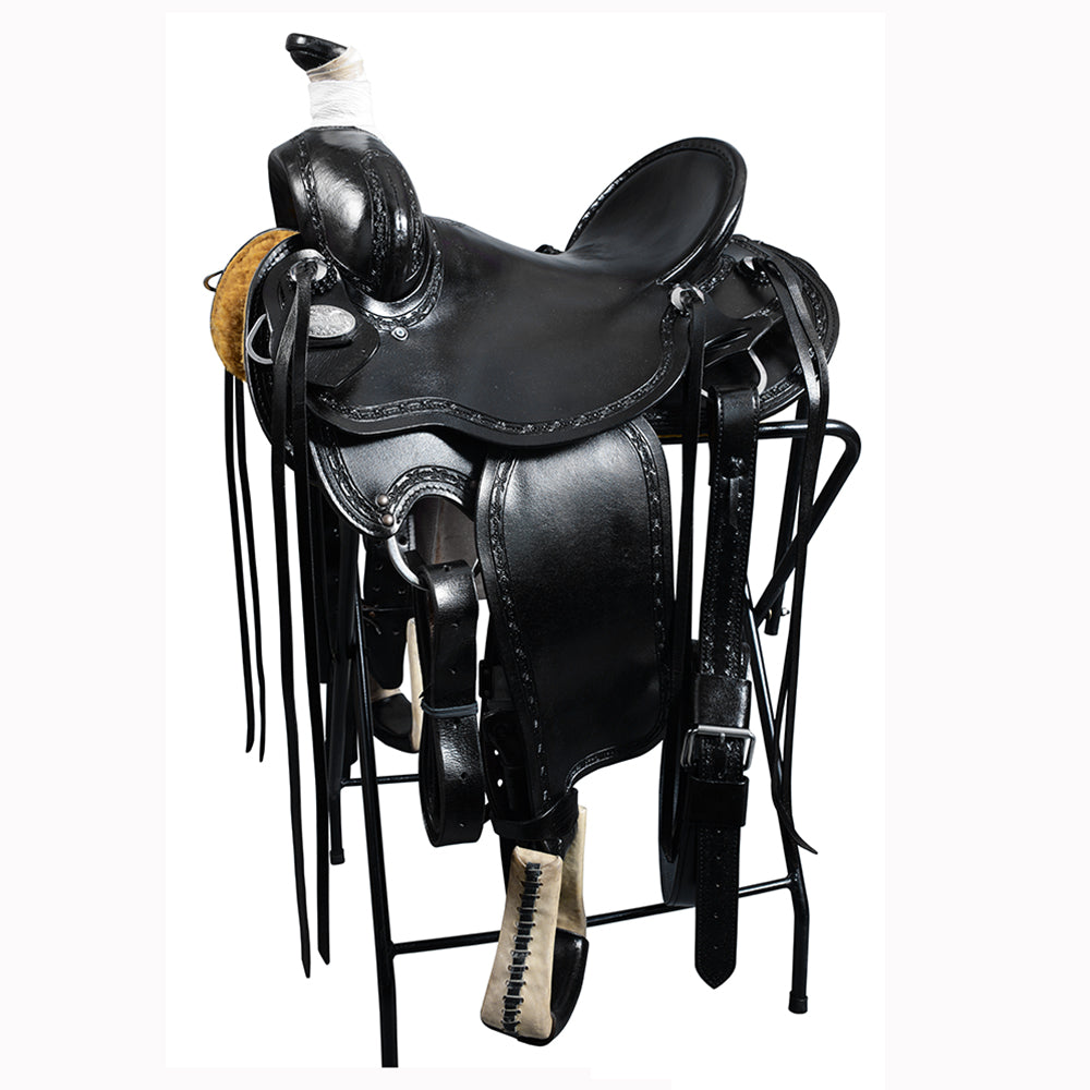 HILASON Western Horse Wade Saddle American Leather Ranch Roping Black | Hand Tooled & For Horses