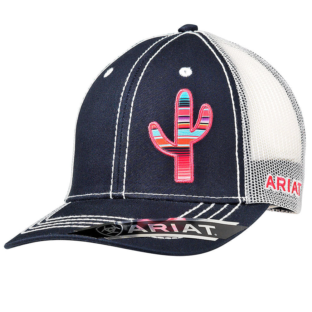 Ariat Offset Serape Cactus Mesh Back Adjustable Snap Closure Ladies Cap Navy